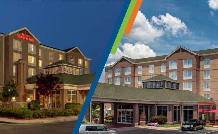 Hotel images of the two Hilton Garden Inn properties