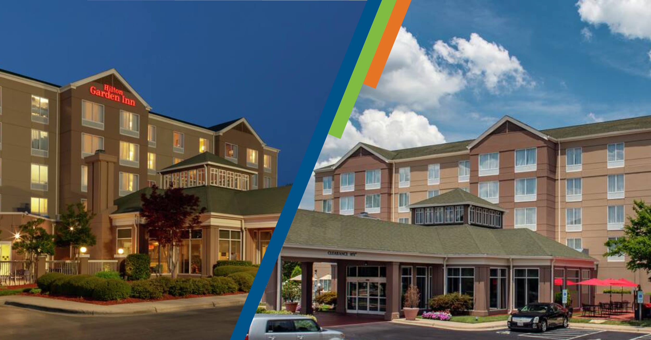 Hotel images of the two Hilton Garden Inn properties